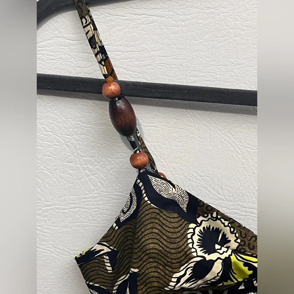 Zara Ethnic Print Beaded Floral Dress - Black, White, Green, Brown Small - Picture 6 of 16